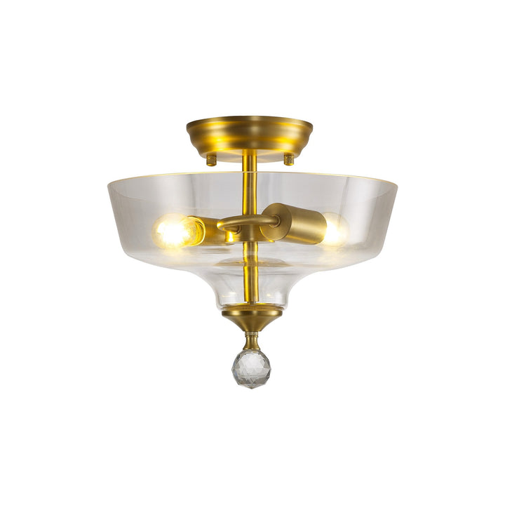 Nelson Lighting NLK16569 Tabion 2 Light Ceiling Light Satin Gold Clear