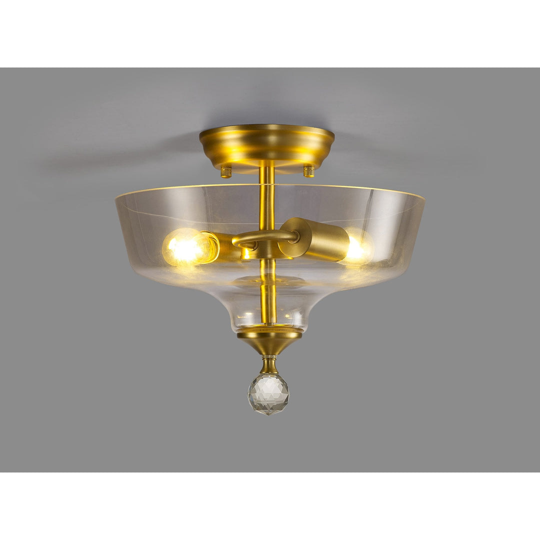 Nelson Lighting NLK16569 Tabion 2 Light Ceiling Light Satin Gold Clear