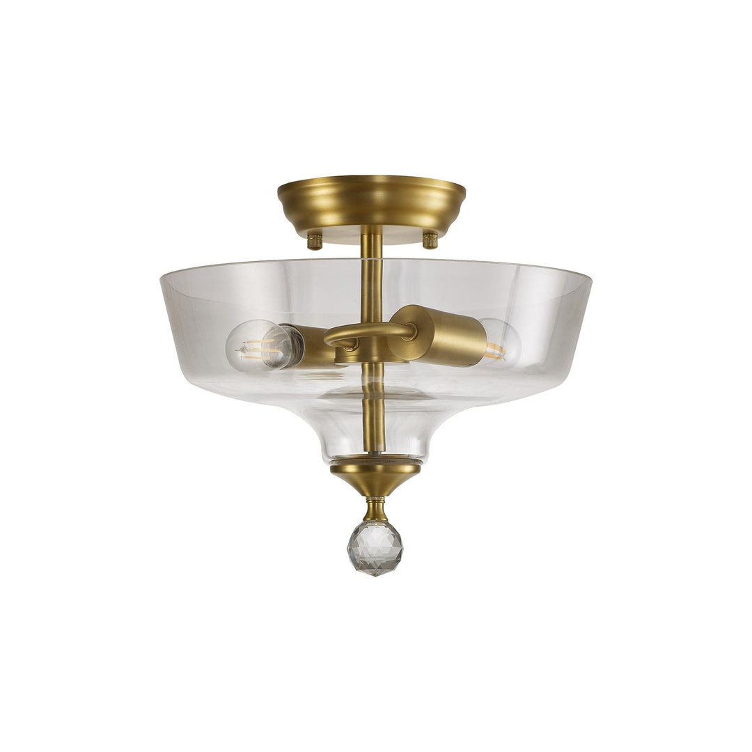 Nelson Lighting NLK16569 Tabion 2 Light Ceiling Light Satin Gold Clear