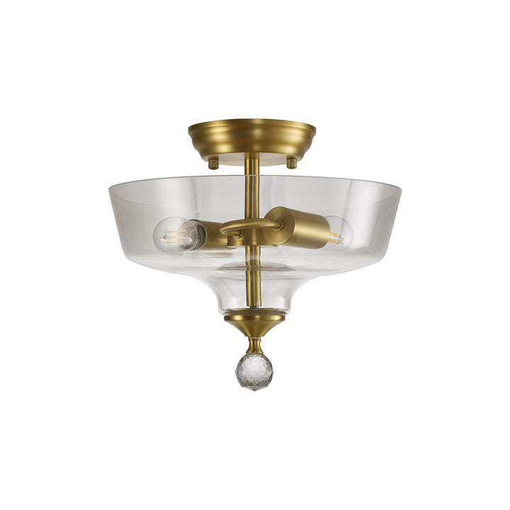 Nelson Lighting NLK16569 Tabion 2 Light Ceiling Light Satin Gold Clear