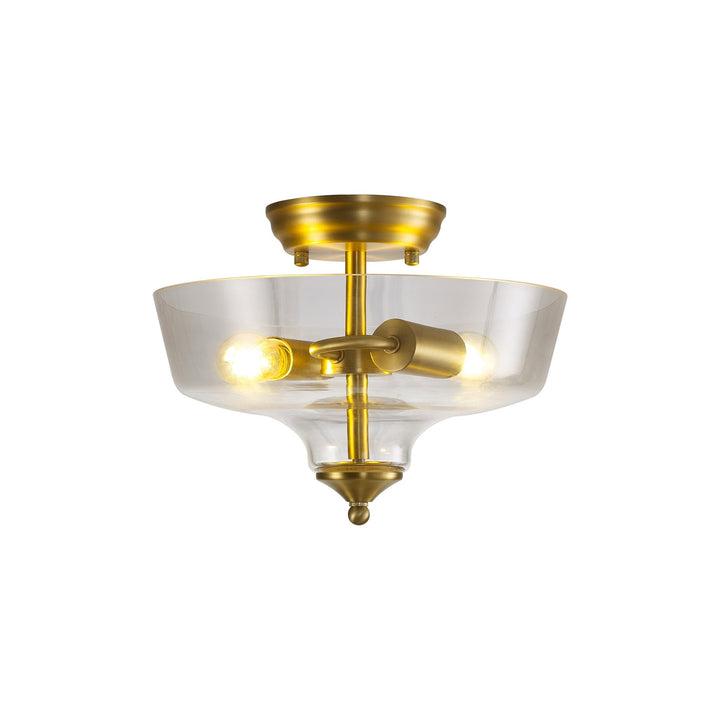 Nelson Lighting NLK16569 Tabion 2 Light Ceiling Light Satin Gold Clear