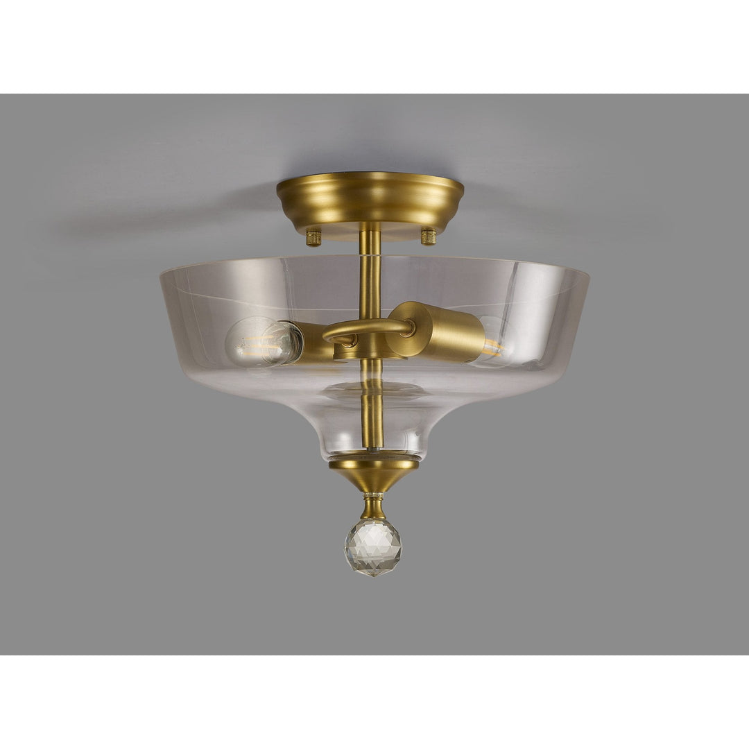 Nelson Lighting NLK16569 Tabion 2 Light Ceiling Light Satin Gold Clear