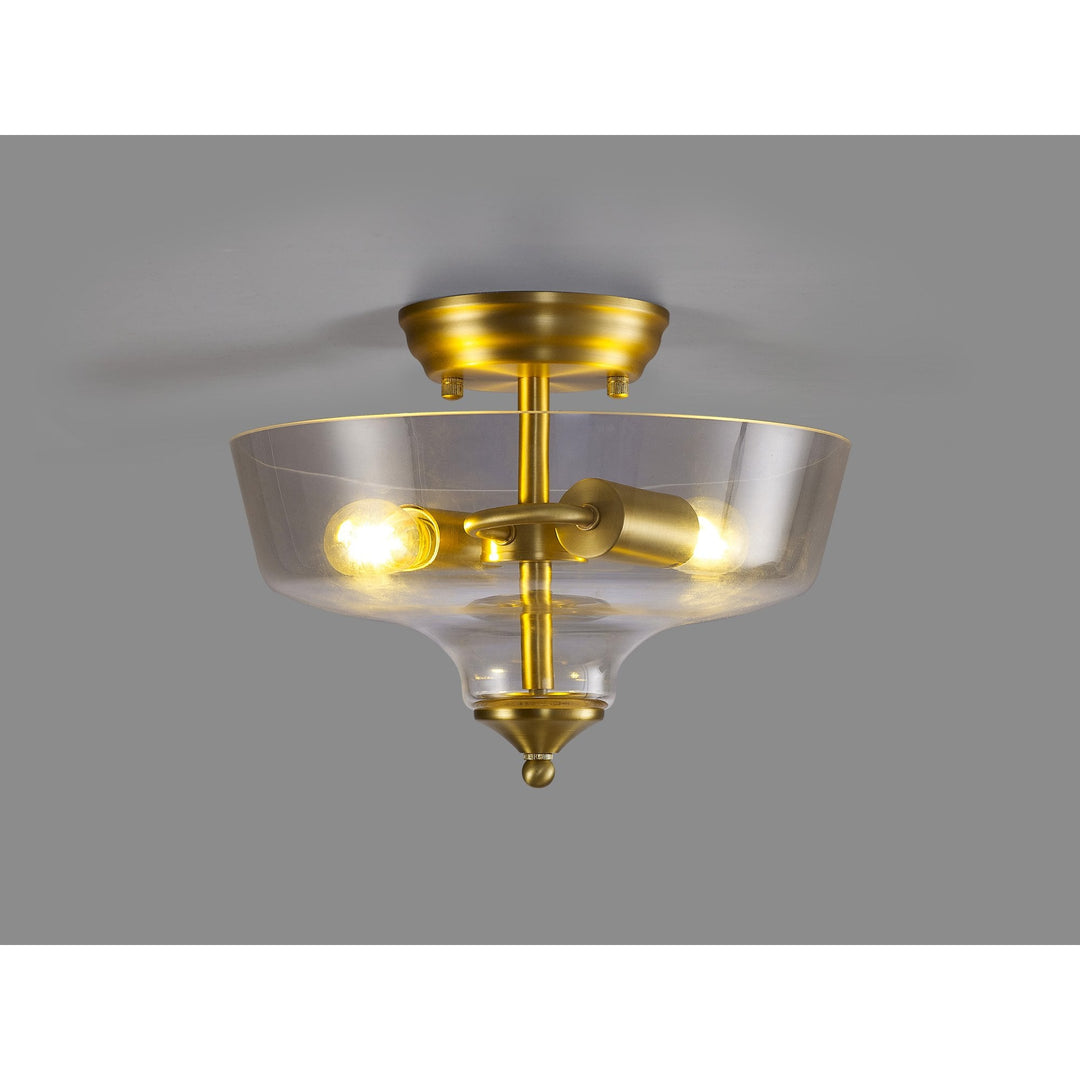 Nelson Lighting NLK16569 Tabion 2 Light Ceiling Light Satin Gold Clear