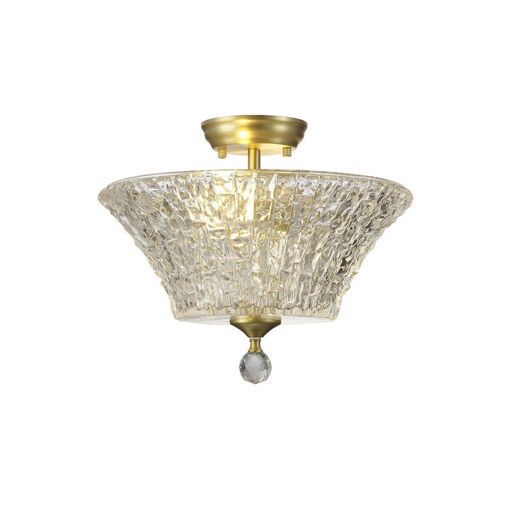 Nelson Lighting NLK16579 Tabion 2 Light Ceiling Light Satin Gold Clear