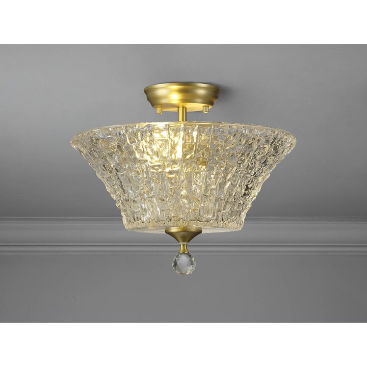 Nelson Lighting NLK16579 Tabion 2 Light Ceiling Light Satin Gold Clear