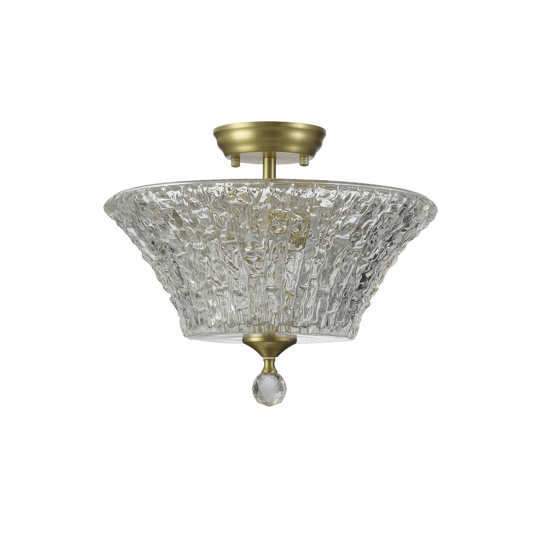 Nelson Lighting NLK16579 Tabion 2 Light Ceiling Light Satin Gold Clear