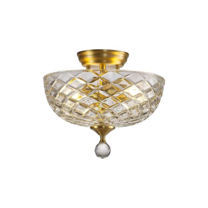 Nelson Lighting NLK16589 Tabion 2 Light Ceiling Light Satin Gold Clear