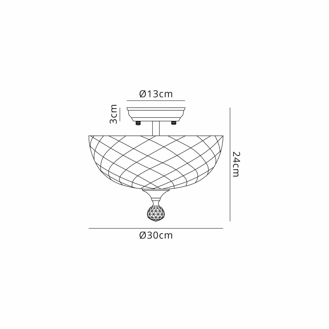 Nelson Lighting NLK16589 Tabion 2 Light Ceiling Light Satin Gold Clear