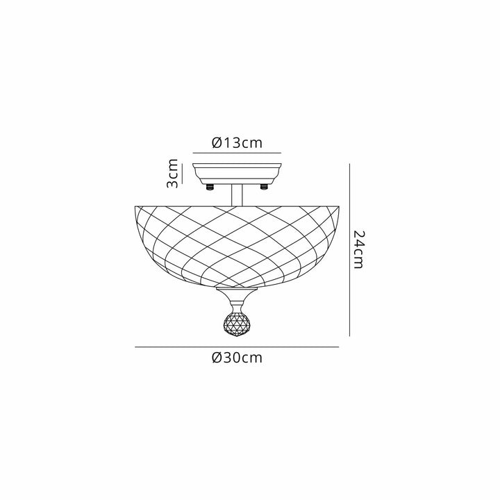 Nelson Lighting NLK16589 Tabion 2 Light Ceiling Light Satin Gold Clear