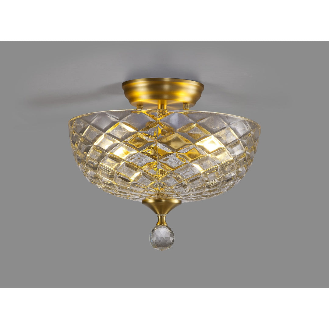 Nelson Lighting NLK16589 Tabion 2 Light Ceiling Light Satin Gold Clear