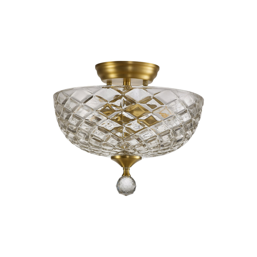 Nelson Lighting NLK16589 Tabion 2 Light Ceiling Light Satin Gold Clear