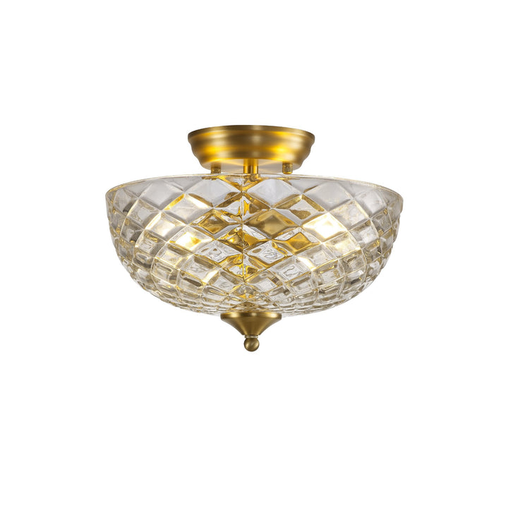 Nelson Lighting NLK16589 Tabion 2 Light Ceiling Light Satin Gold Clear