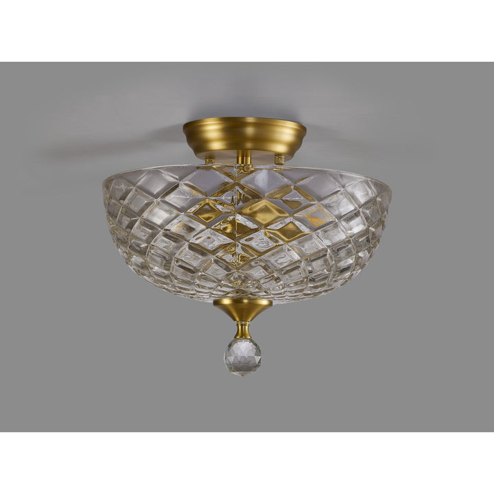 Nelson Lighting NLK16589 Tabion 2 Light Ceiling Light Satin Gold Clear