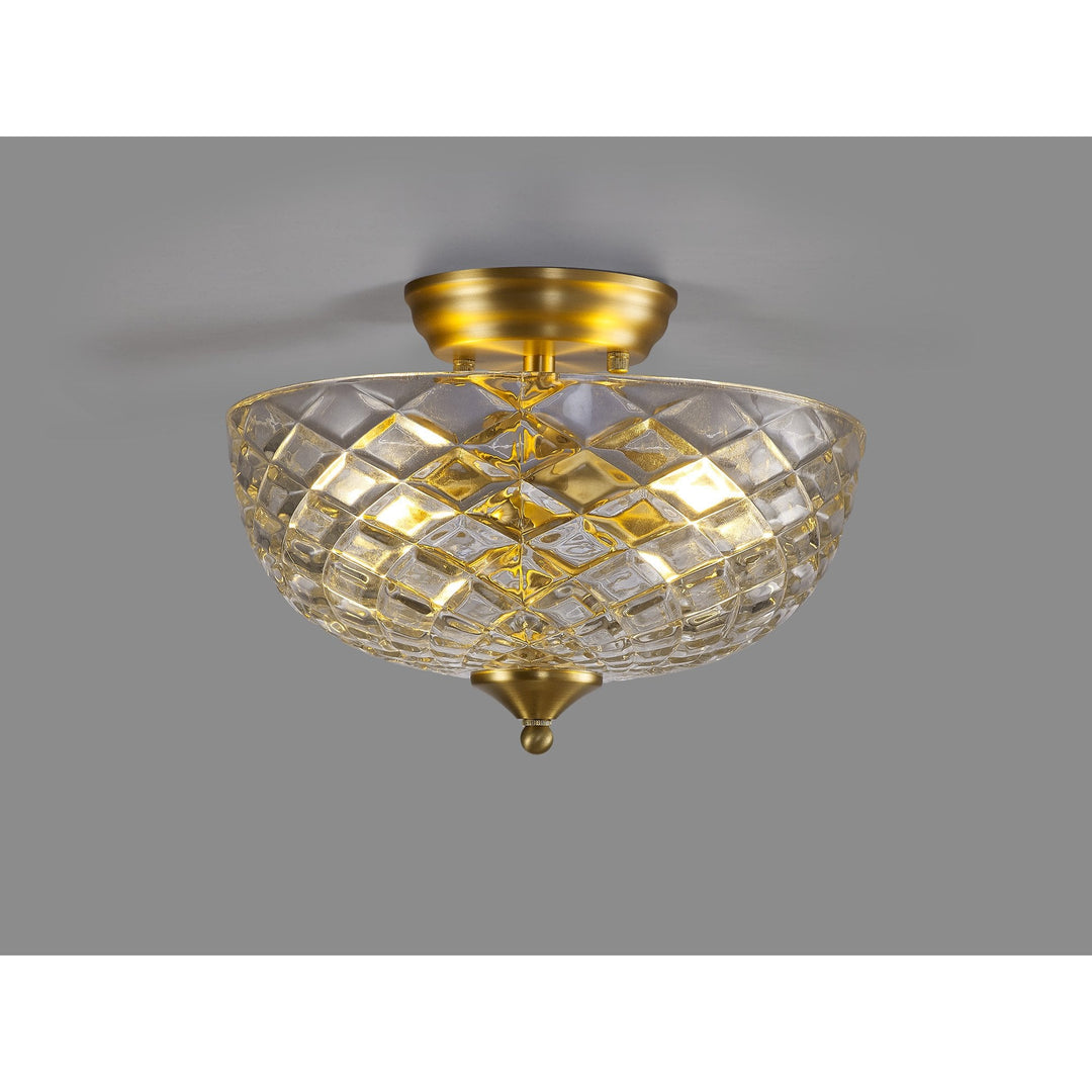 Nelson Lighting NLK16589 Tabion 2 Light Ceiling Light Satin Gold Clear