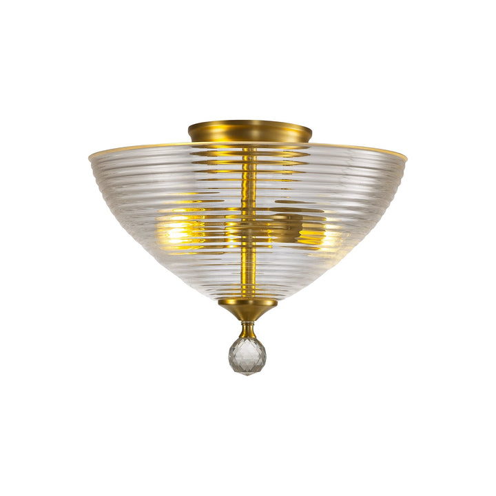 Nelson Lighting NLK16599 Tabion 2 Light Ceiling Light Satin Gold Clear