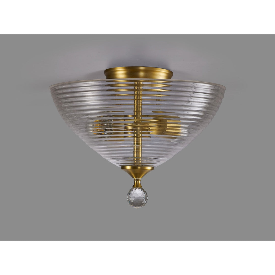 Nelson Lighting NLK16599 Tabion 2 Light Ceiling Light Satin Gold Clear