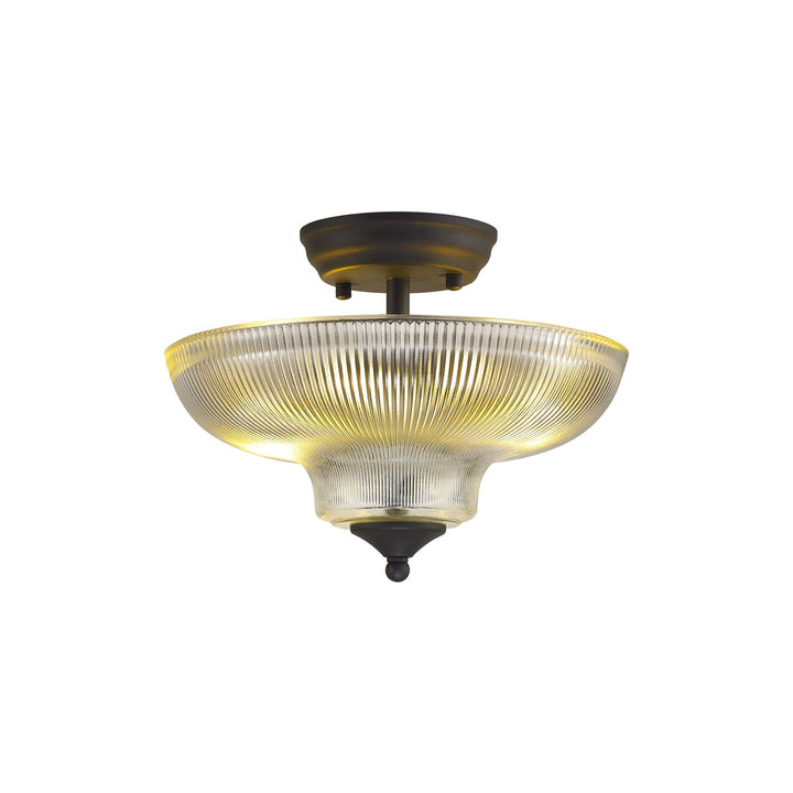 Nelson Lighting NLK16629 Tabion 2 Light Ceiling Light Graphite Clear