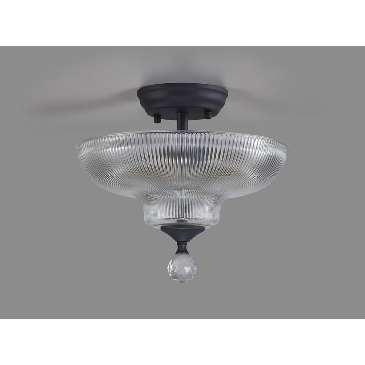 Nelson Lighting NLK16629 Tabion 2 Light Ceiling Light Graphite Clear