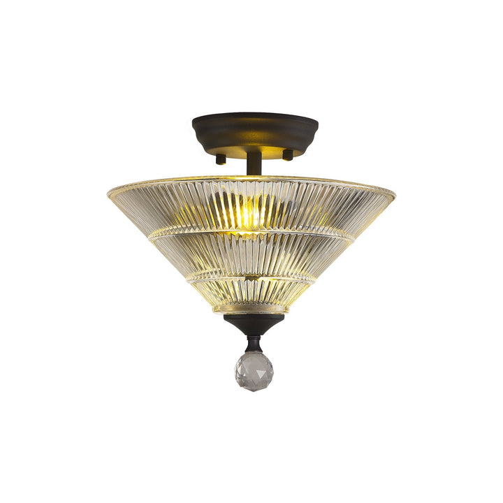 Nelson Lighting NLK16639 Tabion 2 Light Ceiling Light Graphite Clear