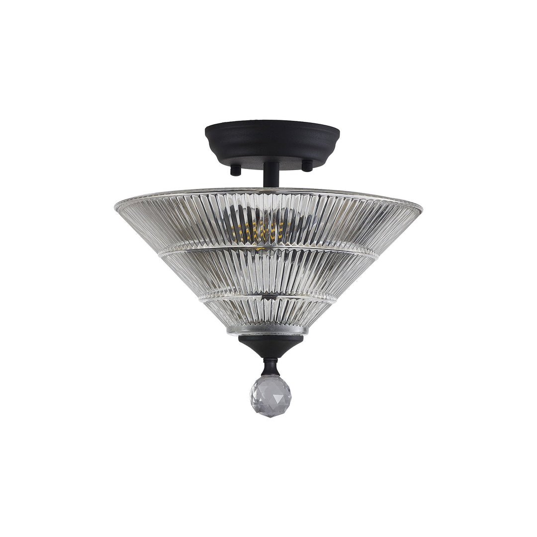 Nelson Lighting NLK16639 Tabion 2 Light Ceiling Light Graphite Clear