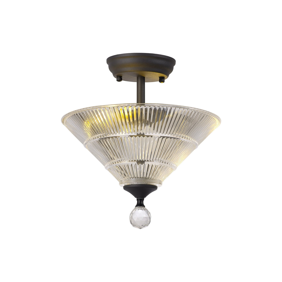 Nelson Lighting NLK16639 Tabion 2 Light Ceiling Light Graphite Clear