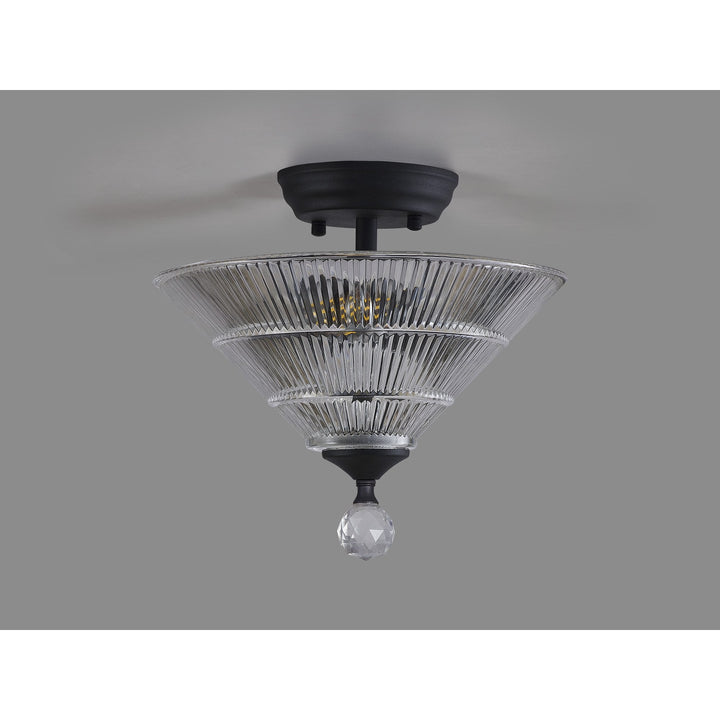 Nelson Lighting NLK16639 Tabion 2 Light Ceiling Light Graphite Clear