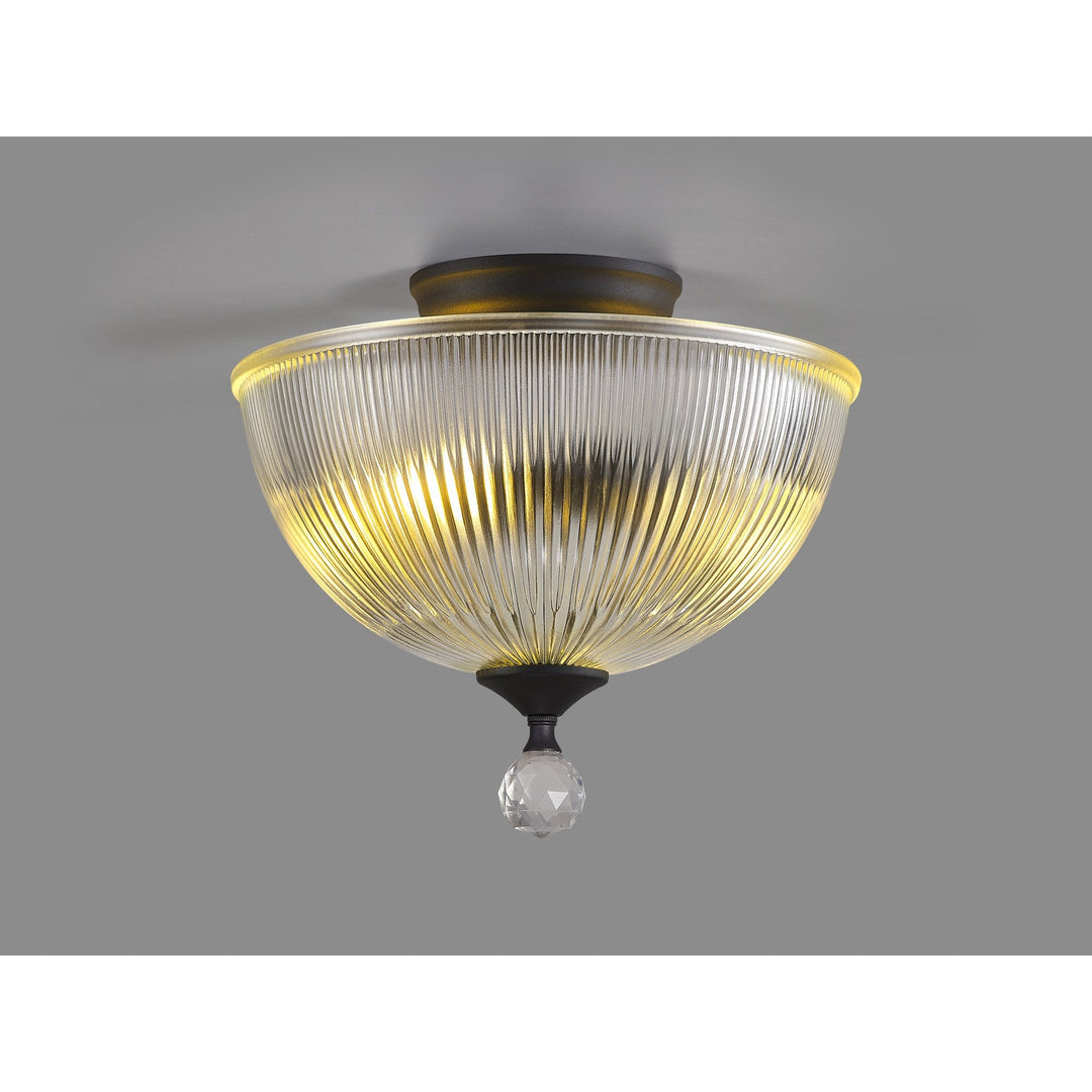 Nelson Lighting NLK16649 Tabion 2 Light Ceiling Light Graphite Clear