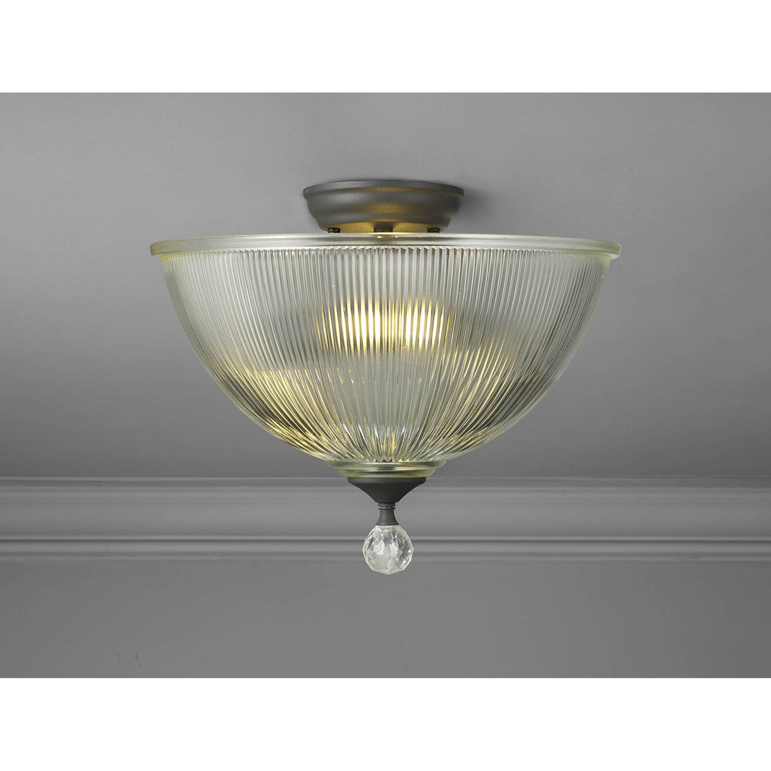 Nelson Lighting NLK16659 Tabion 2 Light Ceiling Light Graphite Clear