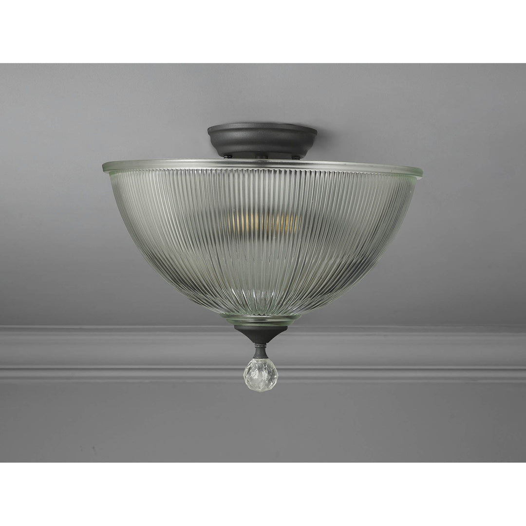 Nelson Lighting NLK16659 Tabion 2 Light Ceiling Light Graphite Clear