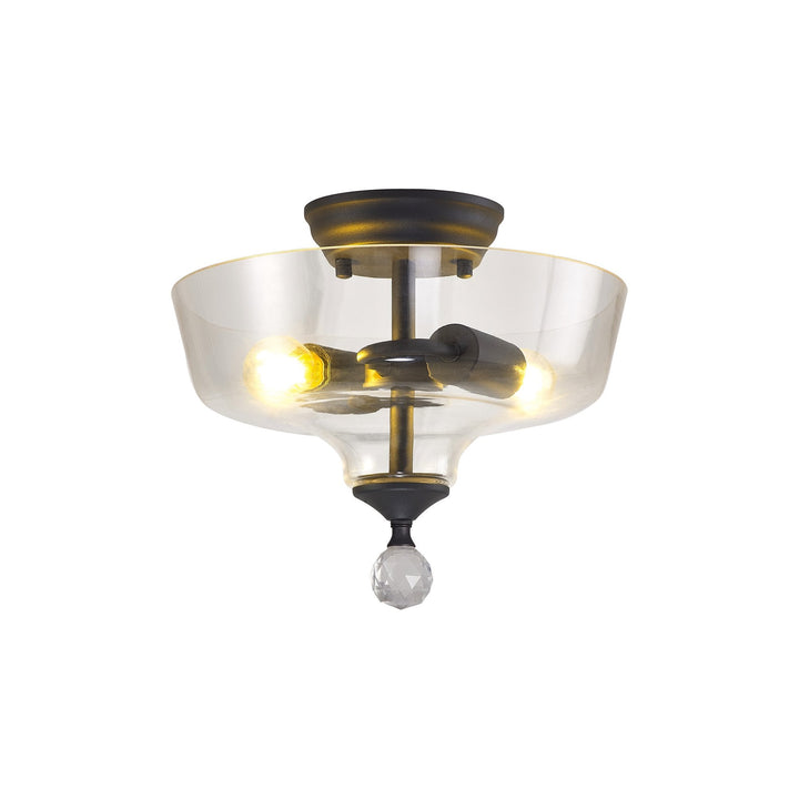 Nelson Lighting NLK16669 Tabion 2 Light Ceiling Light Graphite Clear