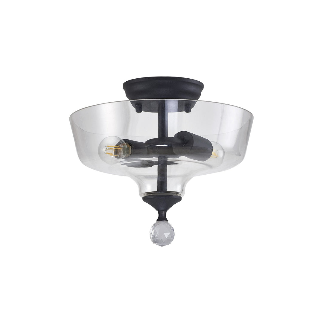 Nelson Lighting NLK16669 Tabion 2 Light Ceiling Light Graphite Clear