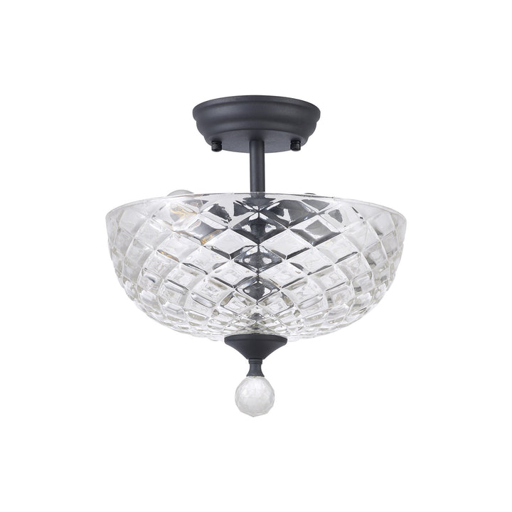 Nelson Lighting NLK16689 Tabion 2 Light Ceiling Light Graphite Clear