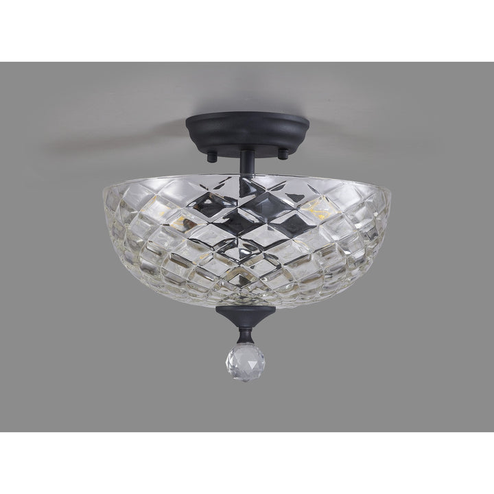 Nelson Lighting NLK16689 Tabion 2 Light Ceiling Light Graphite Clear