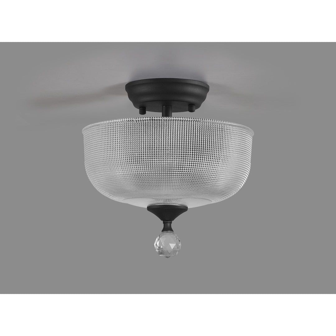 Nelson Lighting NLK16699 Tabion 2 Light Ceiling Light Graphite Clear