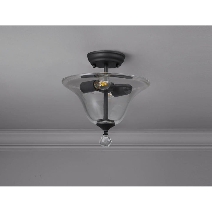 Nelson Lighting NLK16709 Tabion 2 Light Ceiling Light Graphite Clear