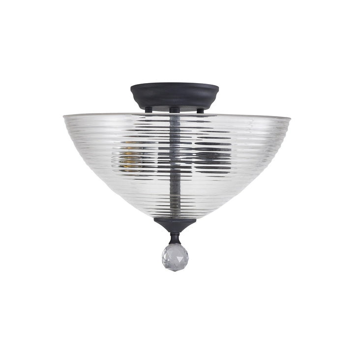 Nelson Lighting NLK16719 Tabion 2 Light Ceiling Light Graphite Clear