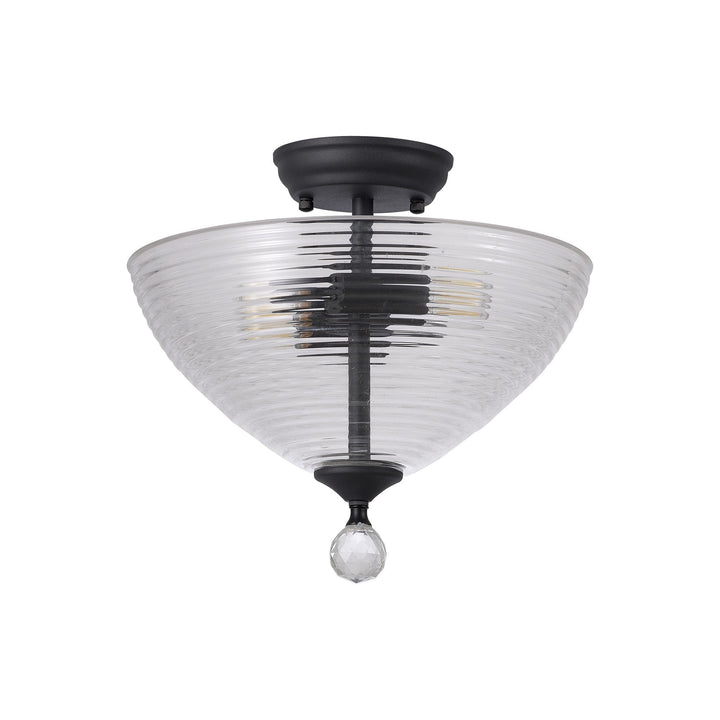 Nelson Lighting NLK16719 Tabion 2 Light Ceiling Light Graphite Clear