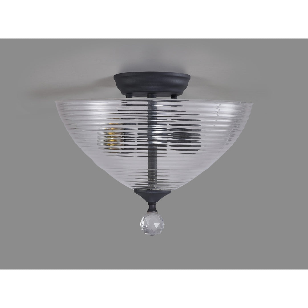 Nelson Lighting NLK16719 Tabion 2 Light Ceiling Light Graphite Clear