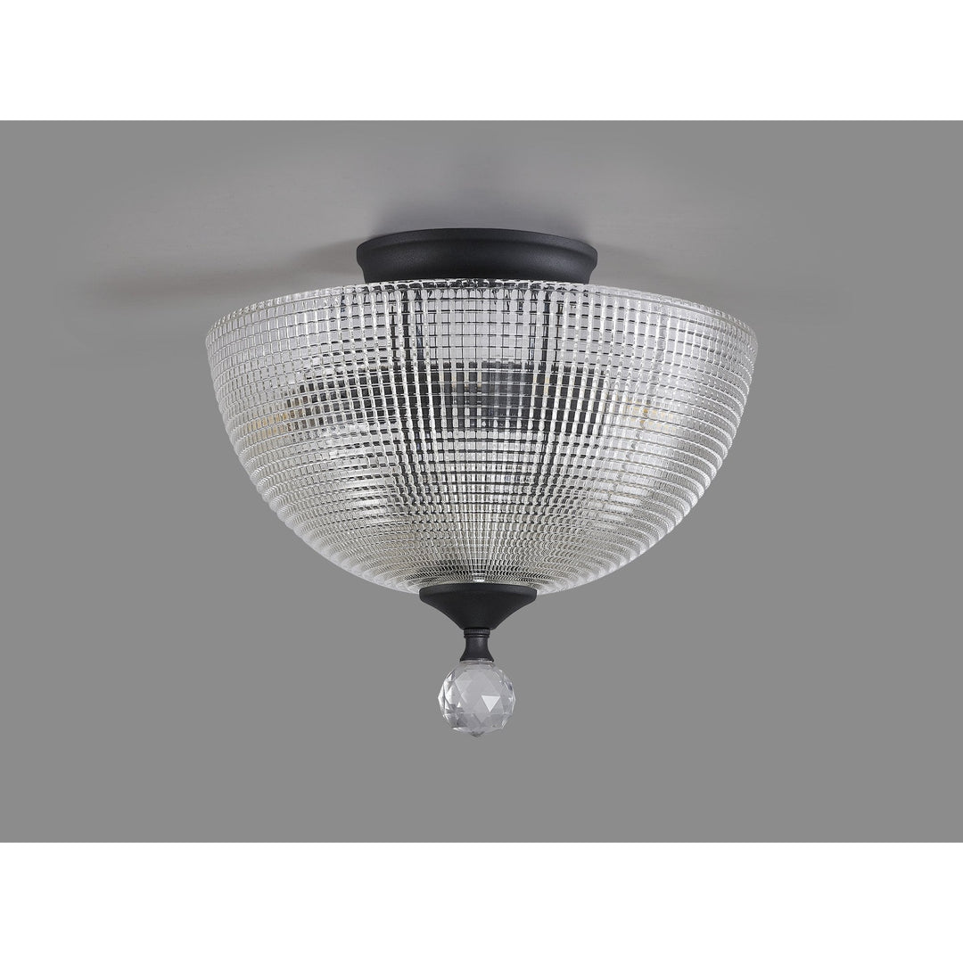 Nelson Lighting NLK16729 Tabion 2 Light Ceiling Light Graphite Clear