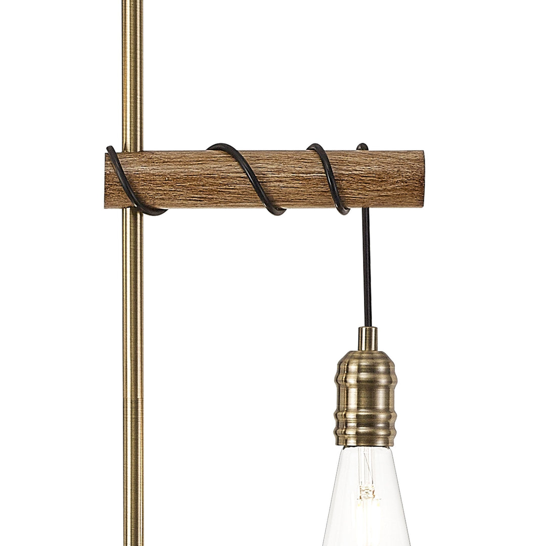 Nelson Lighting NL83549 Tuba 2 Light Floor Lamp Medium Oak Antique Brass