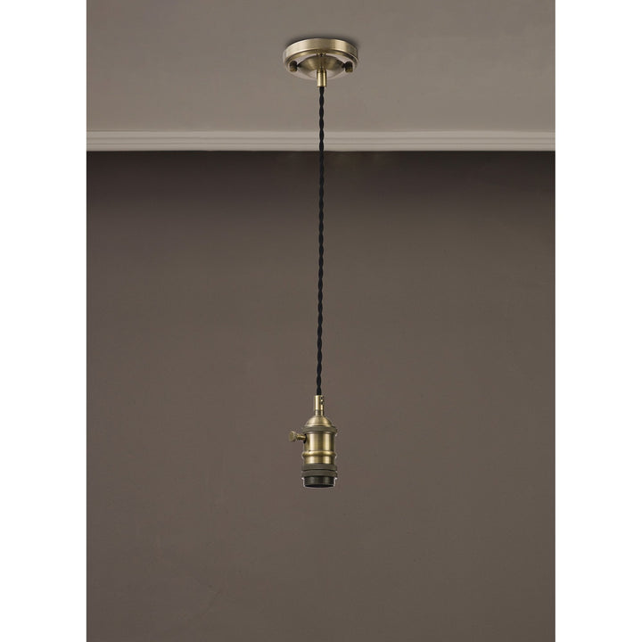 Nelson Lighting NL89279 Wady 1 Light Pendant Antique Brass Black