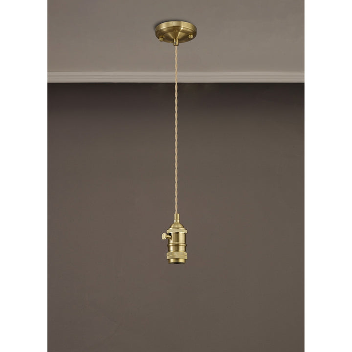 Nelson Lighting NL89289 Wady 1 Light Pendant Brass Beige