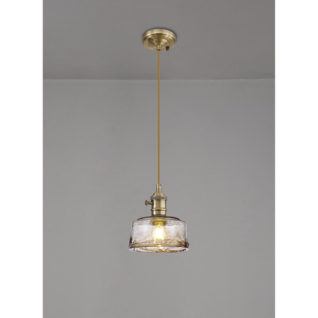 Nelson Lighting NL95169 Wady 1 Light Pendant Antique Brass Golden Brown