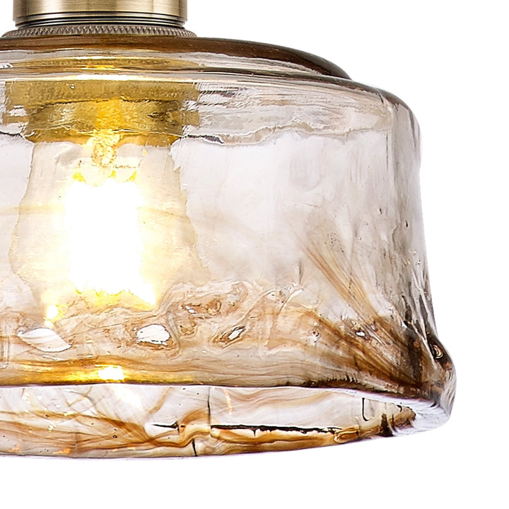 Nelson Lighting NL95169 Wady 1 Light Pendant Antique Brass Golden Brown