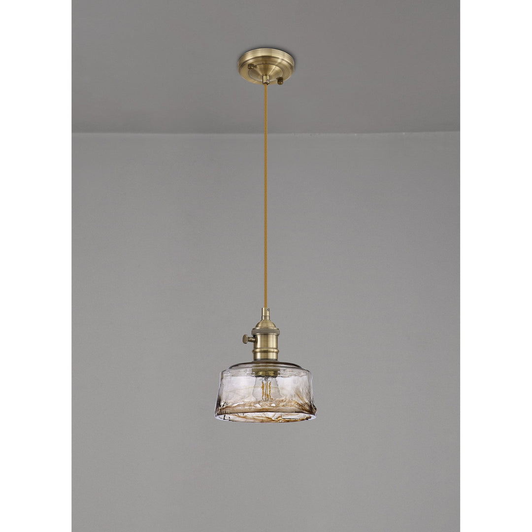 Nelson Lighting NL95169 Wady 1 Light Pendant Antique Brass Golden Brown