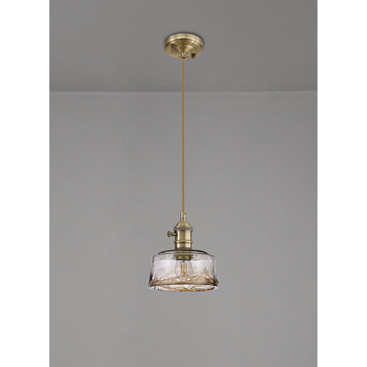 Nelson Lighting NL95169 Wady 1 Light Pendant Antique Brass Golden Brown