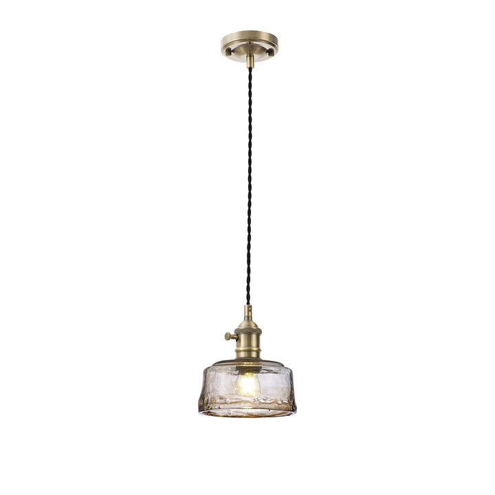 Nelson Lighting NL95179 Wady 1 Light Pendant Antique Brass Black