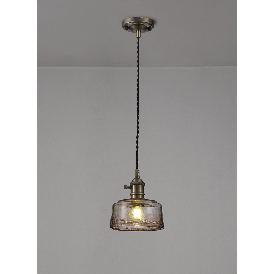 Nelson Lighting NL95179 Wady 1 Light Pendant Antique Brass Black