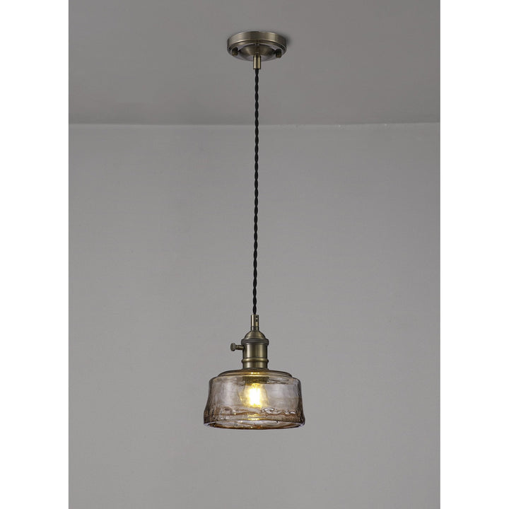 Nelson Lighting NL95179 Wady 1 Light Pendant Antique Brass Black