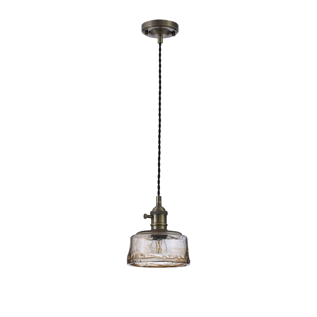 Nelson Lighting NL95179 Wady 1 Light Pendant Antique Brass Black